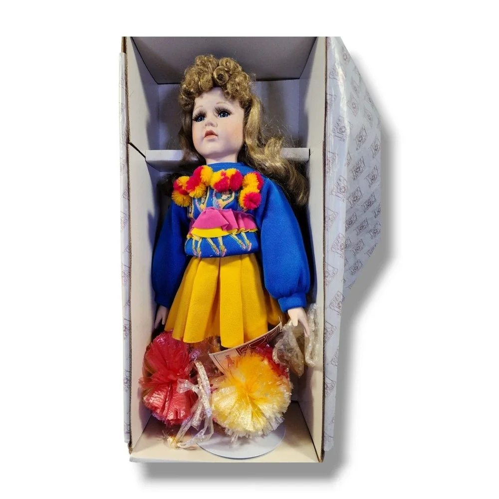 Dynasty Doll Collection Anna Collection Melinda 14in‎ Cheerleader Porcelain Doll
